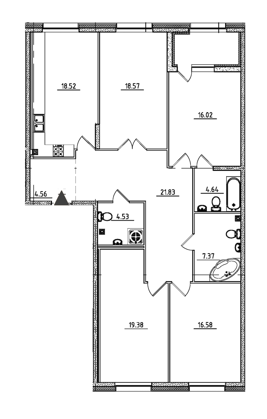 4-комнатная квартира 134.45 м², 2/9 эт., ЖК «Петровская Доминанта»